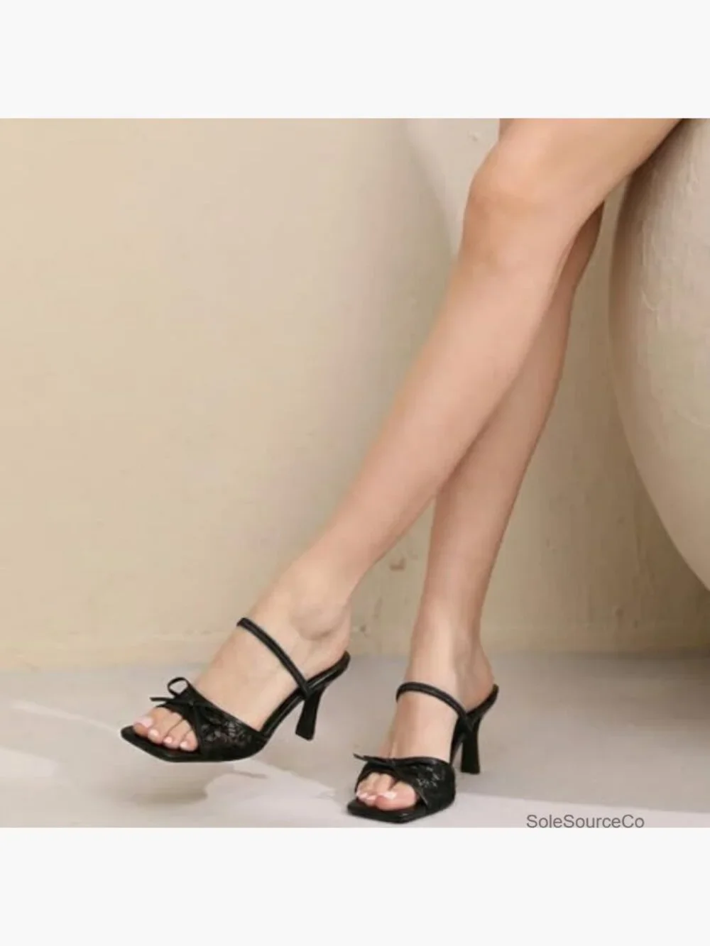Kitten Heels Square Toe Mesh Sandals Knot Heels Open Toe Dressy Wedding Party